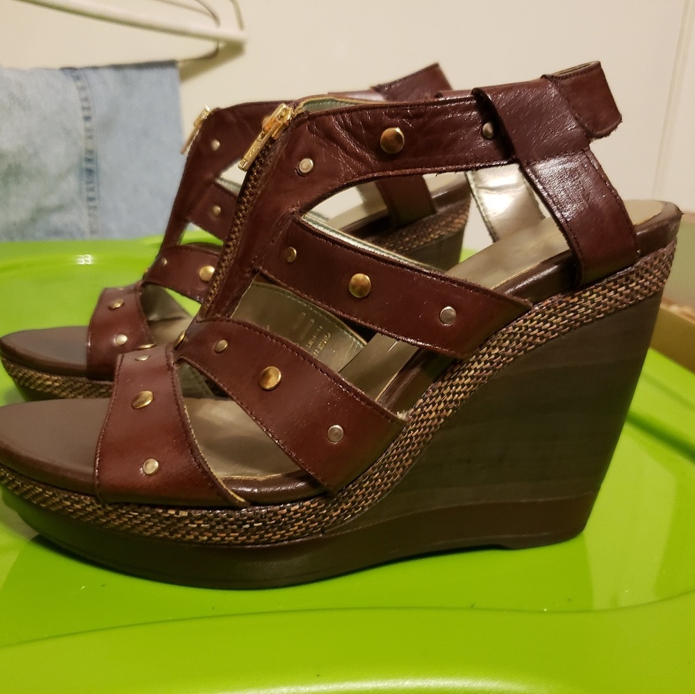 Womens brown wedge heels